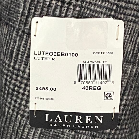 Lauren Ralph Lauren Overcoat Men's 40 Regular Wool Blend Black & White Plaid - Picture 9 of 10